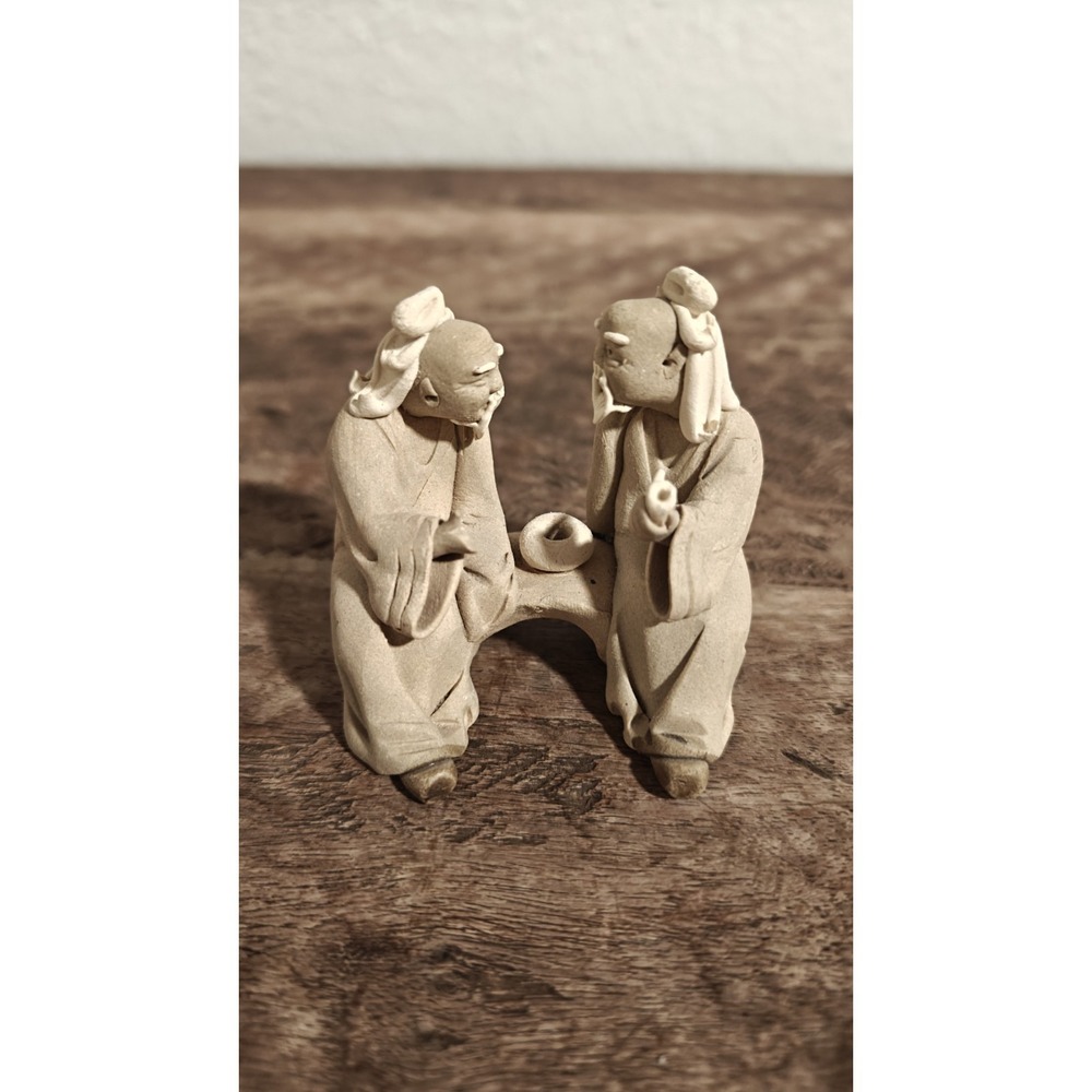 Japanese Bonsai  Miniature 2 Men‎ playing Game Landscape Accessory